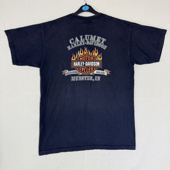 Harley Davidson T-Shirt Men Size Large Black MUNSTER, IN - Picture 1 of 9